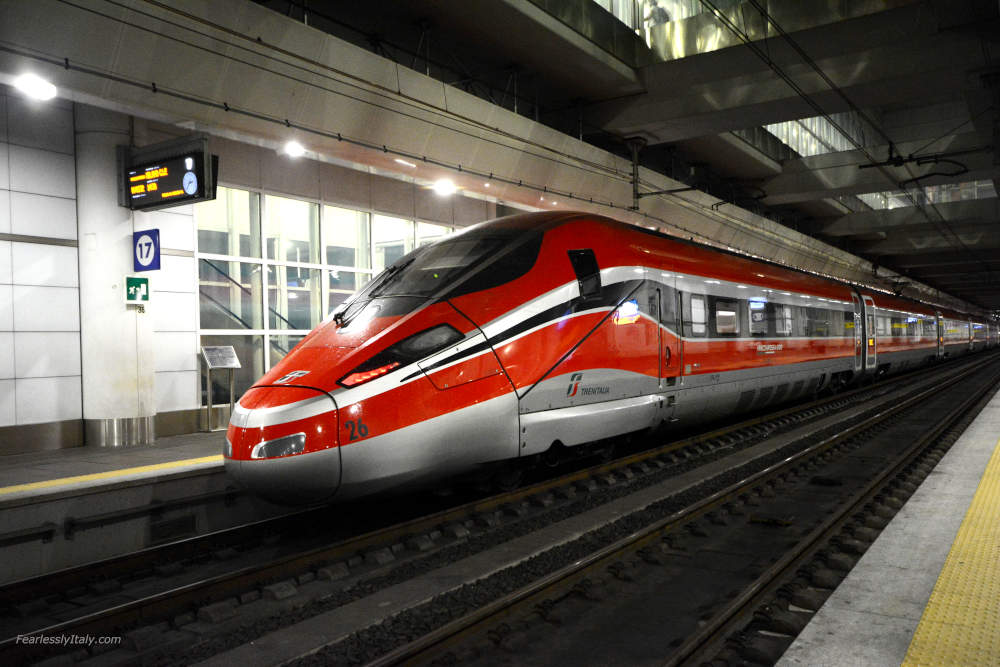 Image: Trenitalia Freccia train in Bologna Centrale station