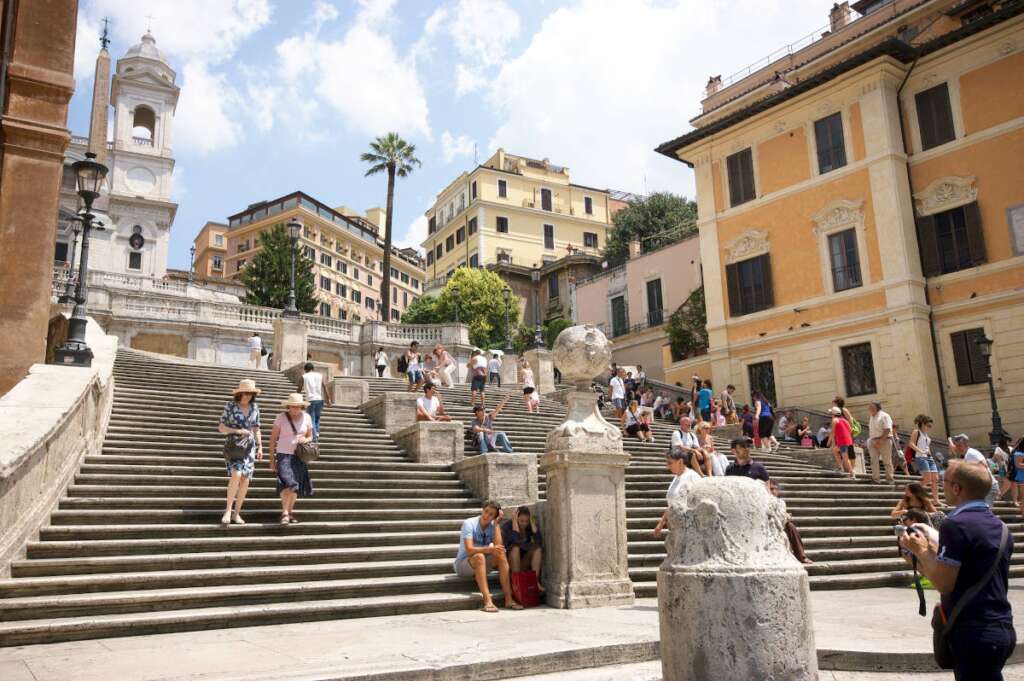 Image: Spanish Steps in Rome on top of Piazza di Spagna, one of the most popular squares in Italy.