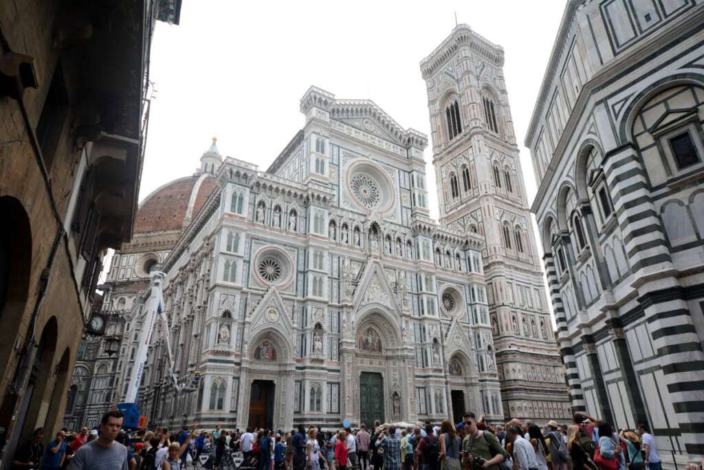 Image: Piazza Duomo in Florence one of the most famous piazzas in Italy.