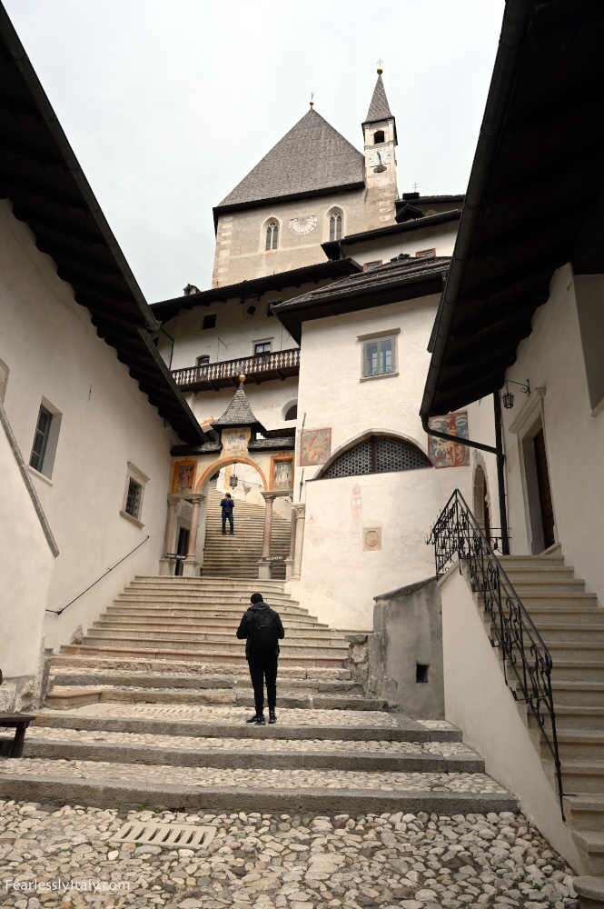 Image: Staircase of San Romedio Sanctuary in Trentino. Photo by Fearlessly Italy